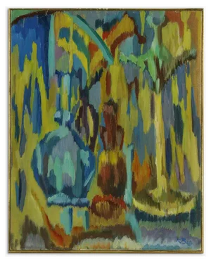 Riccardo Basso, Abstract Composition, Oil Painting, Mid-20th Century