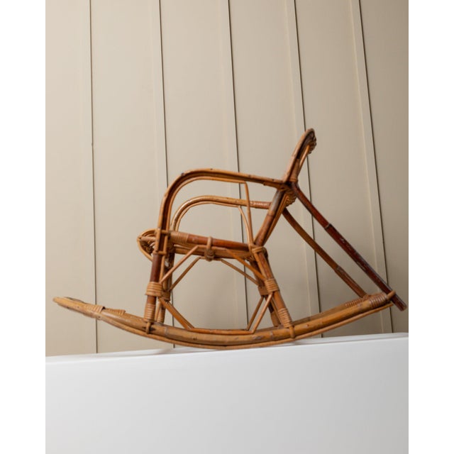 Wood Vintage Children's Rocking Chair in Bamboo, 1970s For Sale - Image 7 of 11