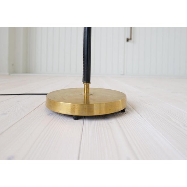 Mid-Century Brass Black Leather Floor Lamp from Falkenbergs Belysning, Sweden, 1960s For Sale - Image 11 of 16