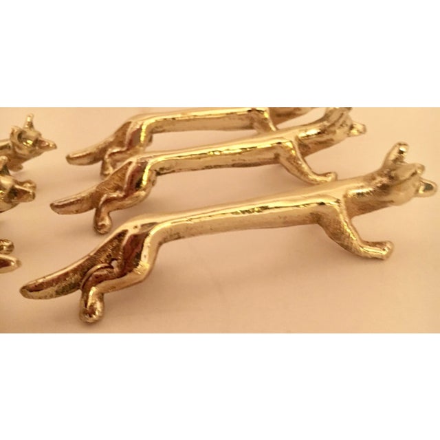 Set of Six Brass Fox Knife Rests For Sale - Image 4 of 7