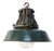 Vintage Industrial French Green Enamel Cast Iron and Clear Glass Pendant Light by Sammode For Sale