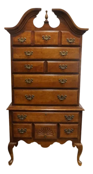 American Drew Solid Cherry Traditional Queen Anne 38" Pediment Highboy Chest 76-292 / 76-293