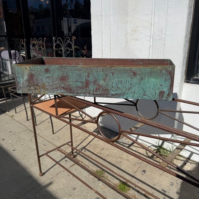 1990s Vintage Iron + Copper Planter Console by Charleston Forge For Sale - Image 5 of 11