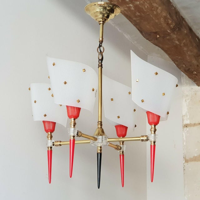 Vintage Torch Pendant Light in Brass and Plastic, 1950s For Sale - Image 10 of 10