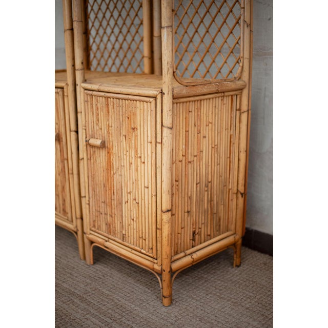 Pagoda-Style Modular Bookcase in Bamboo, 1970s, Set of 2 For Sale - Image 10 of 11
