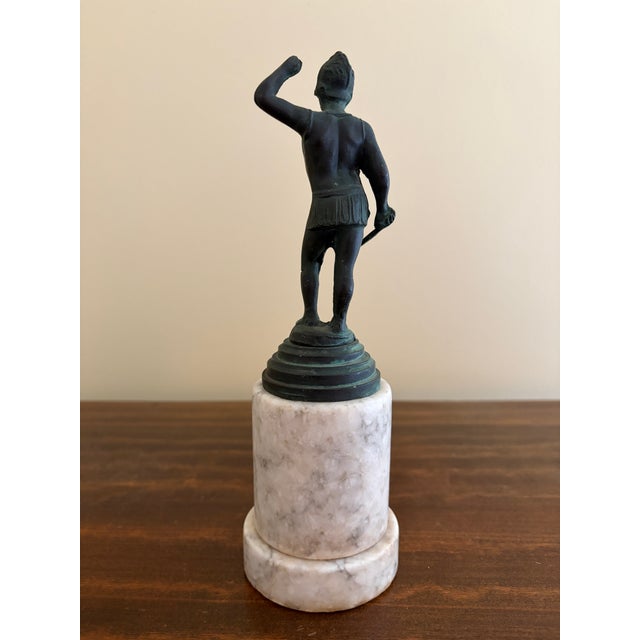 Metal Grand Tour Style Classical Figure in Brass on Marble Base, Neoclassical Sculpture For Sale - Image 7 of 9