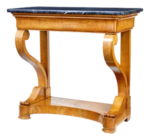 Mid 19th Century Swedish Elm Marble Top Console Table, 1860s