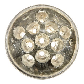 Vintage Clear Glass 11 Hole Flower Frog For Sale