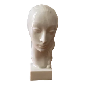 Vintage Art Deco Ceramic Porcelain Bust of a Woman Gaza De Vert for Early Lenox Green Stamp
