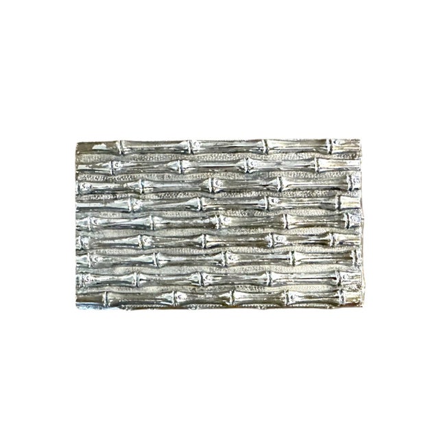 A gorgeous, French silver plated faux bamboo box. Features a rectangular form box with stylized faux bamboo detailing to...