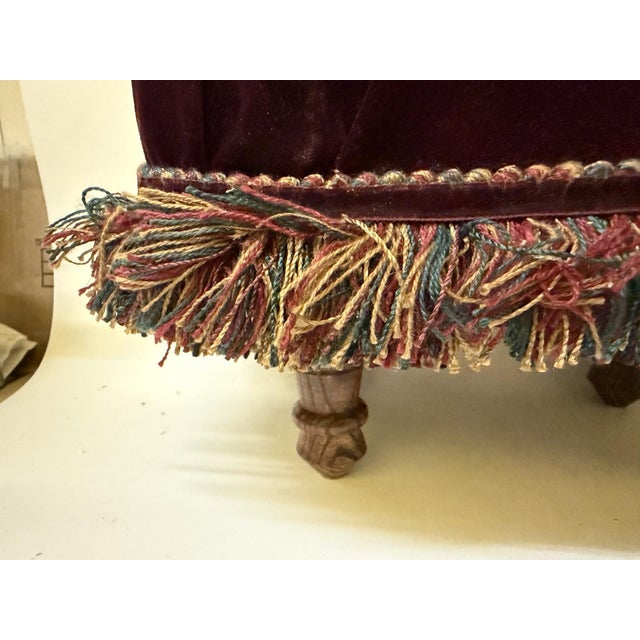 Mid 20th Century Mid 20th Century Artisan Handmade Velvet Footstool by Ingrid McKinley For Sale - Image 5 of 11