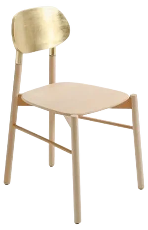 Bokken Chair in Natural Beech with Gold Lacquered Back by Colé Italia