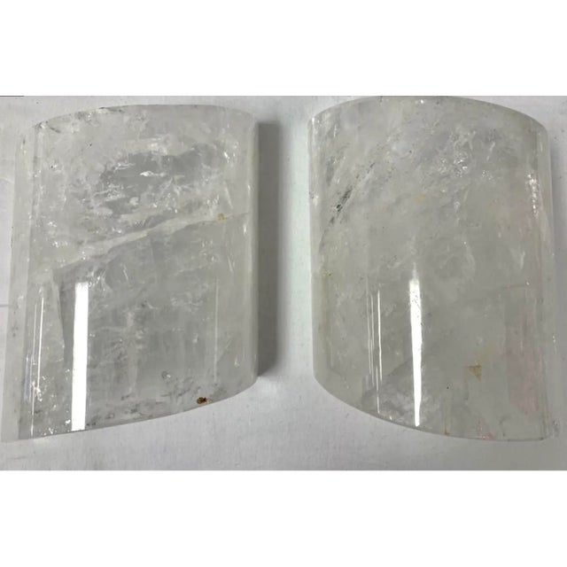 Rock Crystal and Chrome Wall Sconces - a Pair For Sale - Image 4 of 12