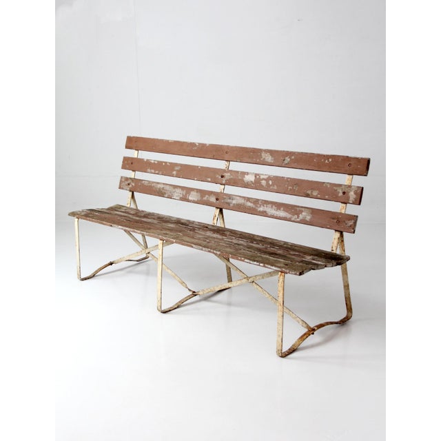 Vintage Wood and Metal Garden Bench For Sale - Image 10 of 13
