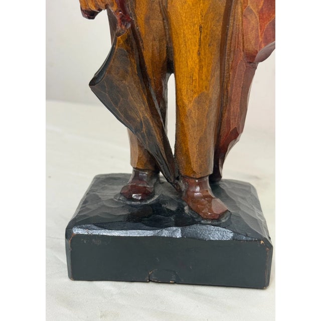 Rare Antique Hand Carved Wood Theo Roosevelt German Whistler Sculpture Statue For Sale - Image 13 of 13