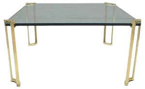 German Square Solid Brass and Glass Coffee Table, 1960s