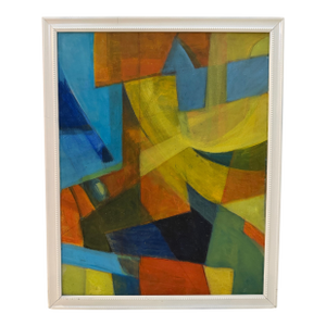 Vintage Abstract Geometric Painting, Signed