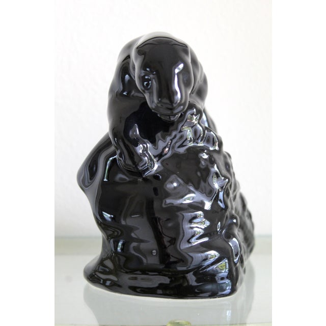 Ceramic Vintage Mid-Century Modern Black Glazed Ceramic Panther Tv Lamp Sculpture, Made in Usa, Circa 1950s For Sale - Image 7 of 11