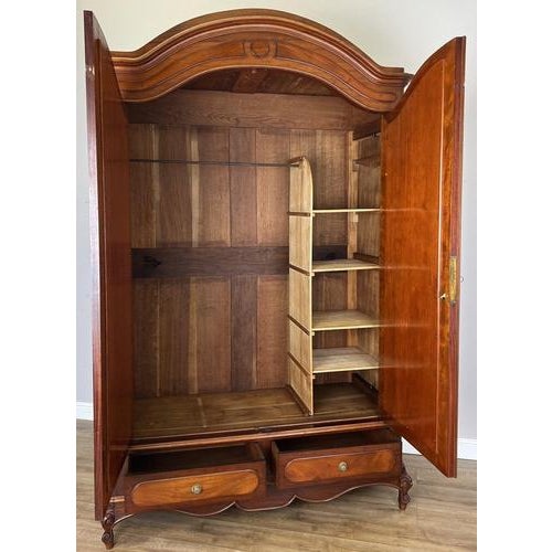 Antique French Carved Walnut Mirrored 2-Door Wardrobe For Sale - Image 17 of 18