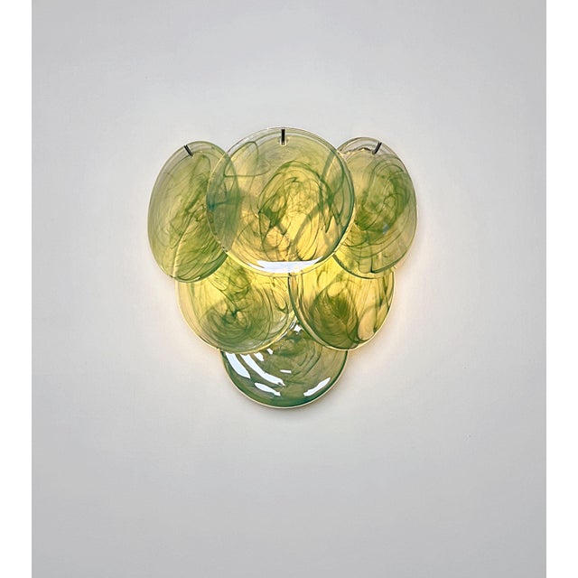 Alabaster Green Glass Discs Wall Sconces, 1990s, Set of 2 For Sale - Image 17 of 18