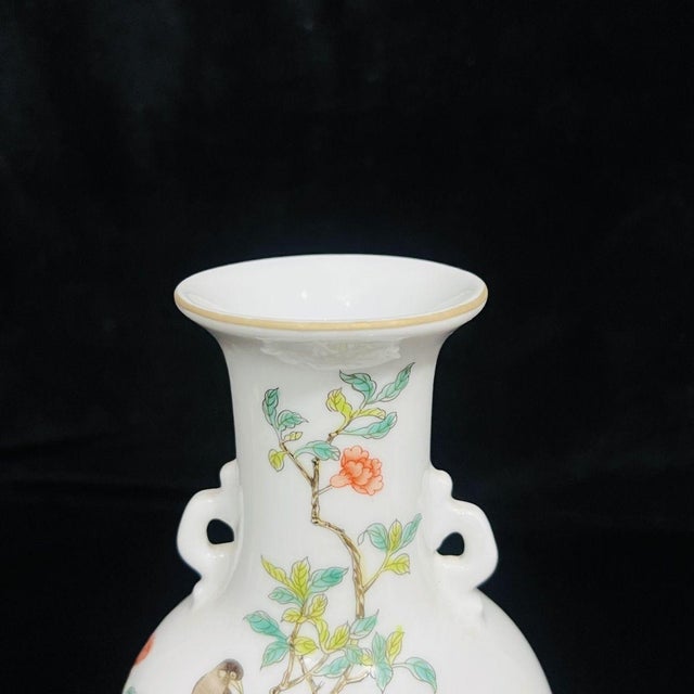 Pair of Vintage Famille Rose Porcelain Vases With Pomegranate and Bird Motif For Sale In Los Angeles - Image 6 of 8