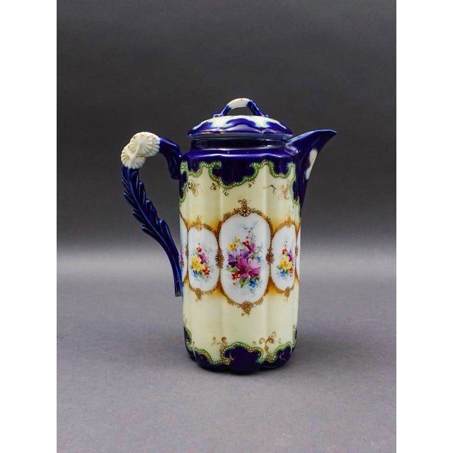 Mid 20th Century Vintage Nippon Hand Painted Josephine Portrait Floral Porcelain Chocolate Pot For Sale - Image 5 of 8