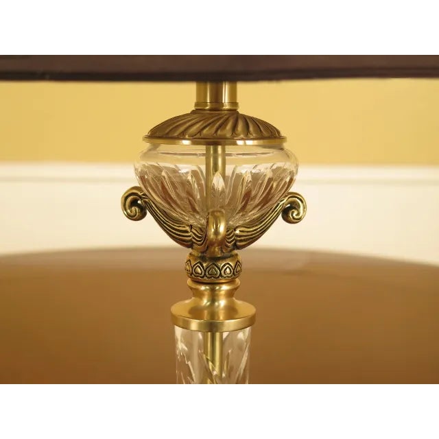 1990s 1990s Hollywood Regency Brass & Crystal Table Lamp with Shade For Sale - Image 5 of 9