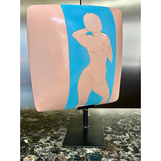 Modern, Abstract, Minimalist Female Nude Bisque Art on Display Stand and Signed by the Artist For Sale In South Bend - Image 6 of 10