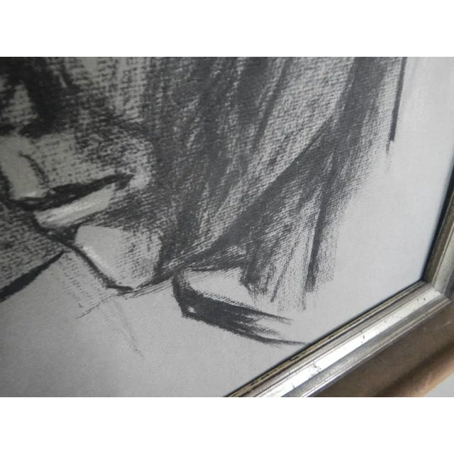 1940s Mina Anselmi, Youth, 1940, Charcoal Drawing, Framed For Sale - Image 5 of 10