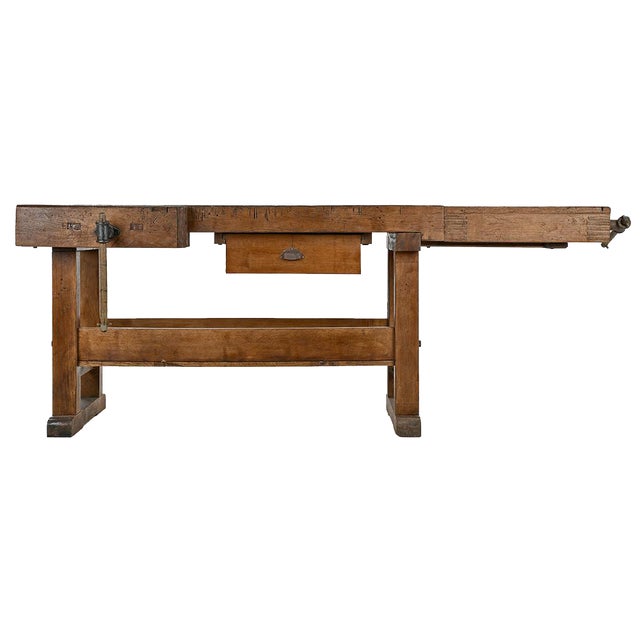 Artisanal Wooden Workshop Workbench For Sale