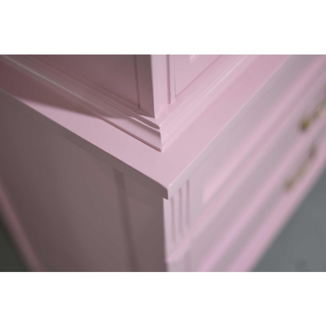 Mid Century Transitional Highboy Dresser by Dixie Furniture in Pink - Newly Painted For Sale - Image 9 of 14
