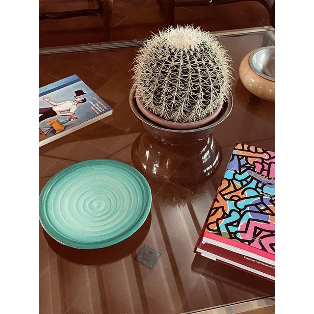1960s Mid-Century Green Ceramic Plate Centerpiece by Giuseppe Mazzotti for Albisola, Italy, 1960s For Sale - Image 5 of 18