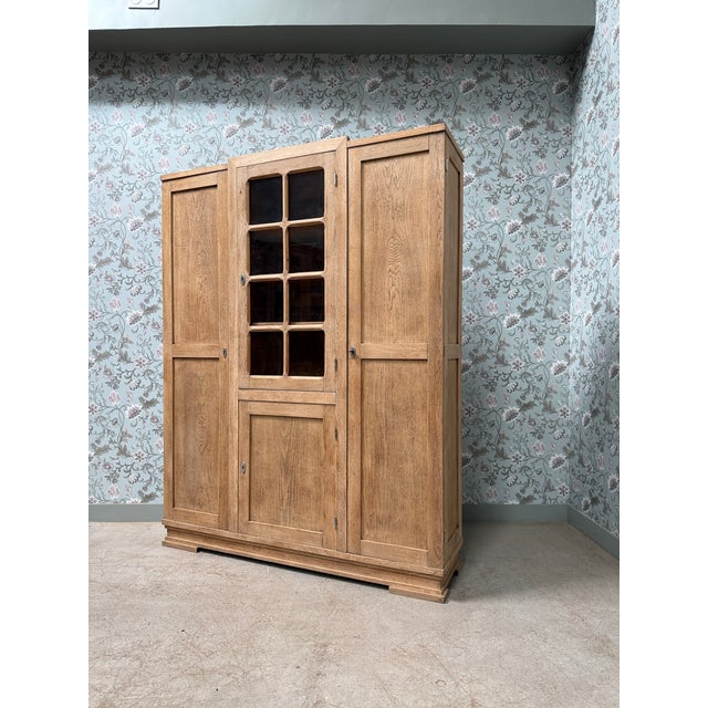 Wood Large Art Deco Oak Wardrobe, 1940s For Sale - Image 7 of 18