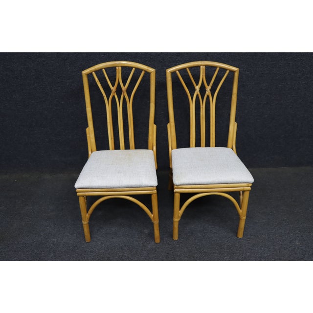 Set of 4 MCM Style Bamboo Dining Chairs With Upholstered Seats For Sale - Image 14 of 14