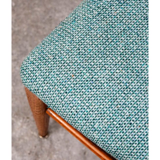 Wood Mid Century Modern Dining Chairs Set 3 Solid Oak Keller Furniture Aqua Blue MCM For Sale - Image 7 of 12