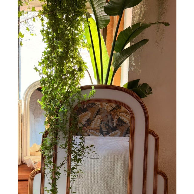 Hollywood Regency Tropical Mirror in Pencil Reed Bamboo attributed to Vivai Del Sud, Italy, 1970s For Sale - Image 9 of 17