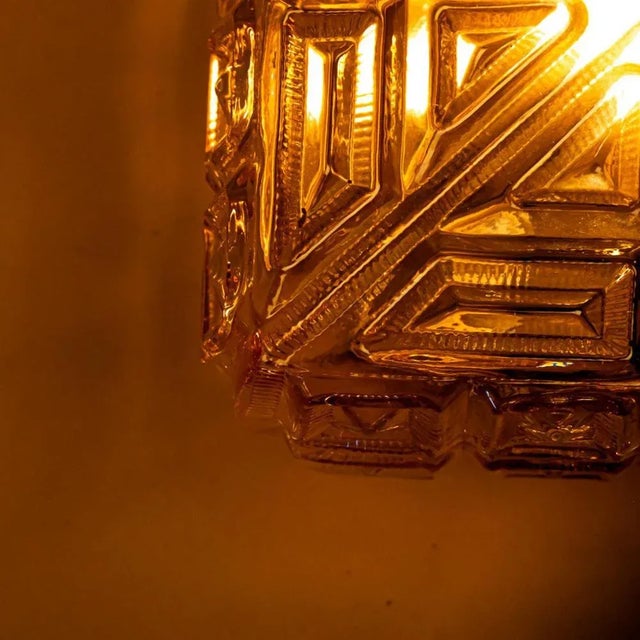 Several Square Amber Glass Flush Mounts, 1960 For Sale - Image 3 of 16