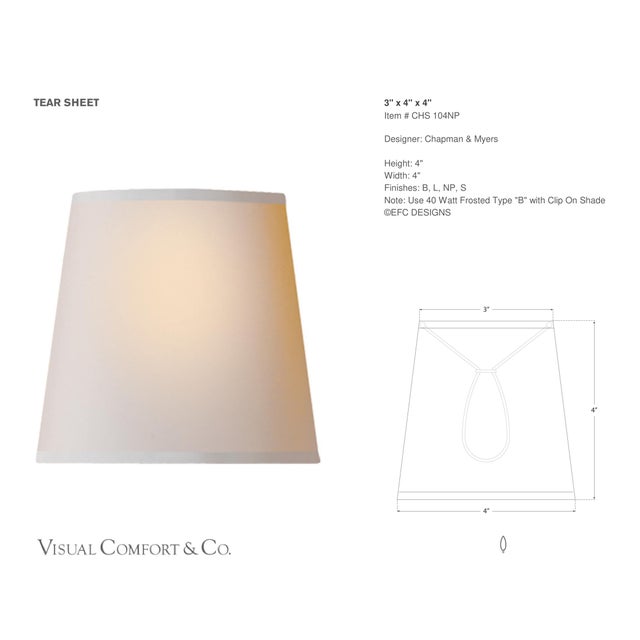 Chapman & Myers by Visual Comfort Signature 3" x 4" x 4" Natural Paper Candle Clip Shade Designer: Chapman & Myers Height:...
