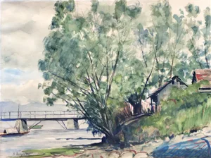 Hans Berger, Le pont, 1941, Gouache on Paper