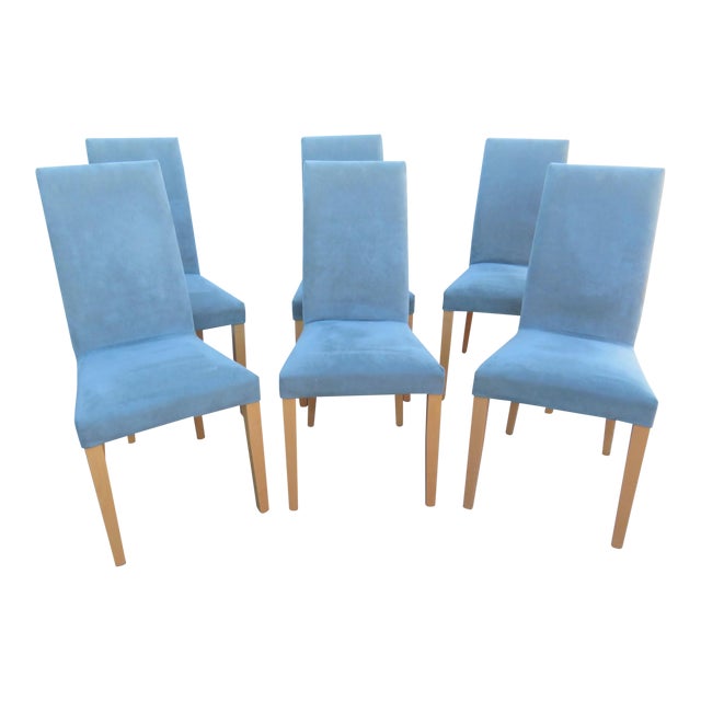 Ligne Roset Modern Design Brushed Leather Dining Chairs Set Of 6 Chairish