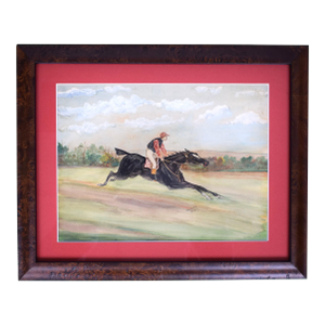 Jockey Astride Racehorse 1902 Watercolor by A. Wolfarth