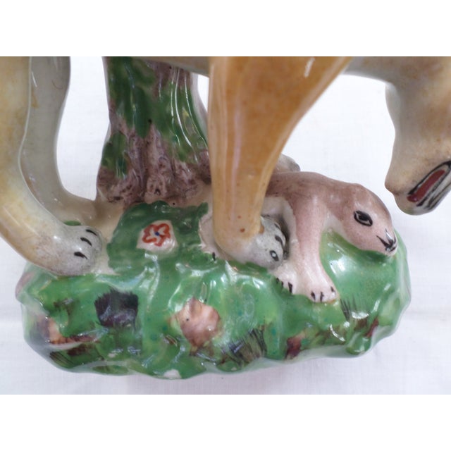 Antique Staffordshire Pottery Lioness Cat With Baby Figurine For Sale In Columbia, SC - Image 6 of 8