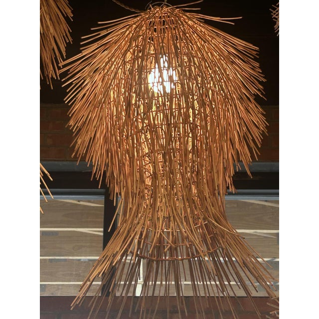 Pair of Decorative French Rattan Pendant Lights For Sale - Image 4 of 12