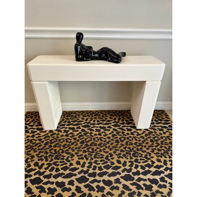 Vintage 1980’s Beveled Plaster Console Table For Sale - Image 11 of 12