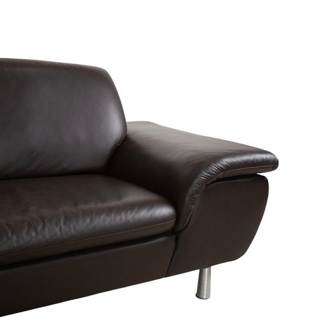 Animal Skin Leather Corner Sofa in Brown with Manual Function by Willi Schillig For Sale - Image 7 of 18