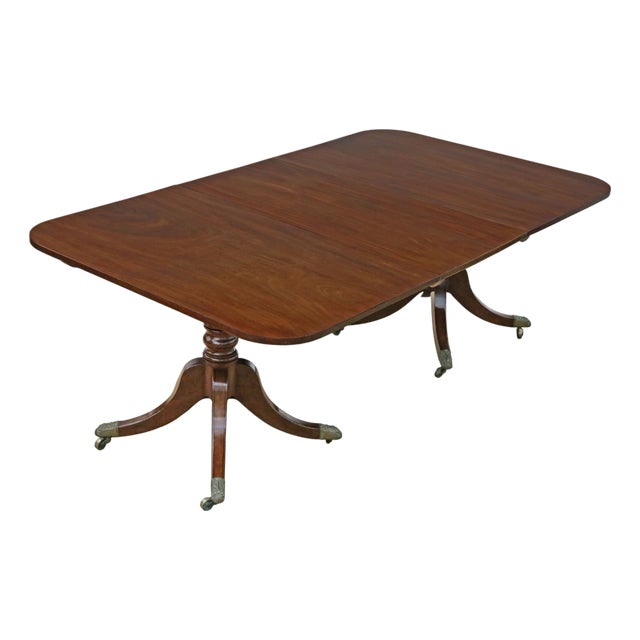 Large Antique Georgian Twin Pedestal Extending Dining Table in Mahogany, 19th Century For Sale