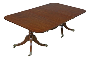 Large Antique Georgian Twin Pedestal Extending Dining Table in Mahogany, 19th Century