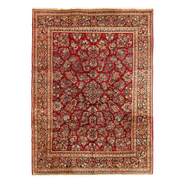 1920s 1920s Vintage Hand Knotted Persian Sarouk Rug 8'11'' X 12' For Sale - Image 5 of 5