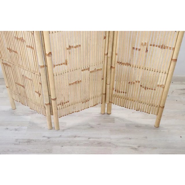 1980s Vintage 3-Panel Bamboo Screen, 1980s For Sale - Image 5 of 8