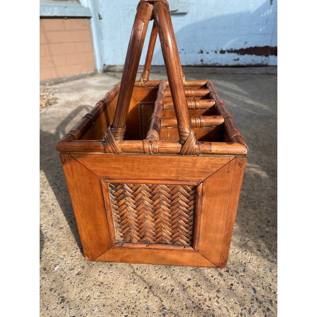 Brown Late 20th Century Condiment Silverware Napkin Sewing Implement Organizational Basket For Sale - Image 8 of 10